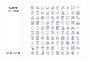 made x made icons easter cover – icons for easter eggs, religion, easter decorations, chocolate, ornaments, easter bunnies - 100 icon collection preview