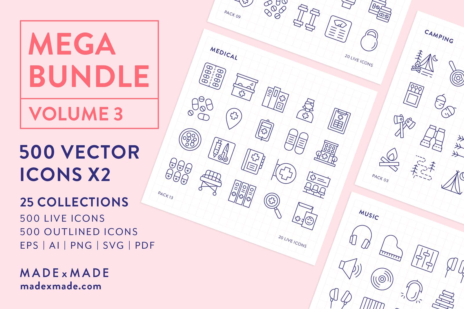 made x made icons – Mega Bundle Vol 3 Vector Icons – High quality icon sets for designers, including downloadable icons and symbols from 25 popular collections