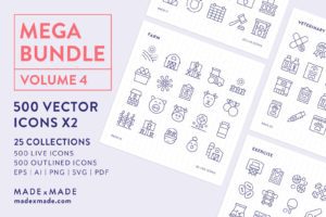 made x made icons – Mega Bundle Vol 4 Vector Icons – The best icon package of downloadable icons and symbols for 25 popular collections