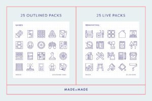 made x made icons – Mega Bundle Vol 5 – A consistent icon package of downloadable icons and symbols for 25 popular collections - features