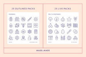 made x made icons – Mega Bundle Vol 6 – A cohesive icon package of downloadable icons and symbols for 25 popular collections - live and outlined icons