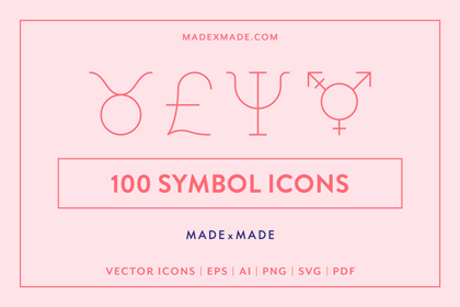 made x made icons symbols – gender, relationships, horoscopes, star signs, ui, ux, maps, greek symbols, currency cover