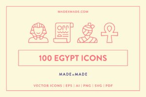 made x made icons Egypt cover – icons for ancient Egypt, history, pyramids, pharaohs, mummification, gods, archaeology