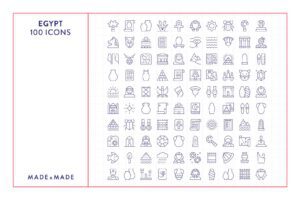 made x made icons Egypt cover – icons for ancient Egypt, history, pyramids, pharaohs, mummification, gods, archaeology - 100 icons samples