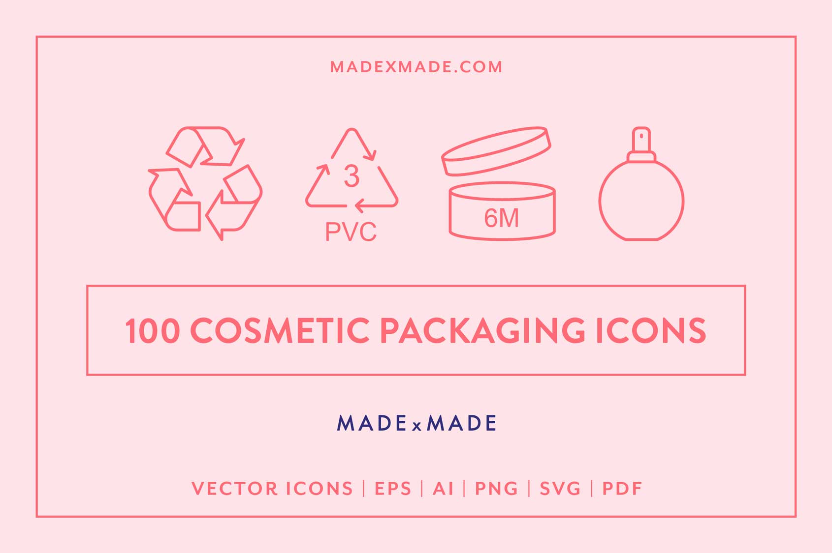 made x made icons 4x Packaging Bundle 25% Off cover – downloadable icons and symbols for packaging and labeling - cosmetic packaging