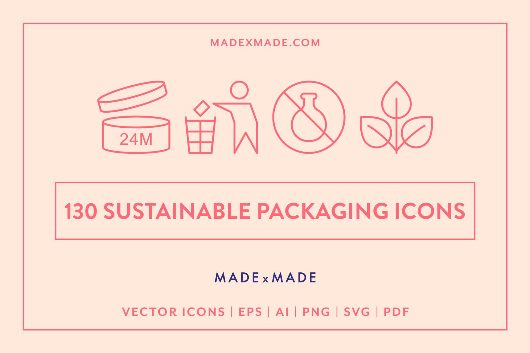 made x made icons 4x Packaging Bundle 25% Off cover – downloadable icons and symbols for packaging and labeling - sustainable packaging