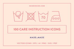 made x made icons 4x Packaging Bundle 25% Off cover – downloadable icons and symbols for packaging and labeling - care instructions