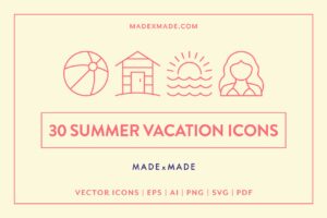 made x made icons summer vacation cover – free downloadable icons for vacations, holidays, travel, resort, beach, summer