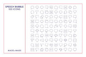 made x made icons speech bubble cover – consistent icons for communication, correspondence, talking, language, speech, dialogue - 100 icon sample